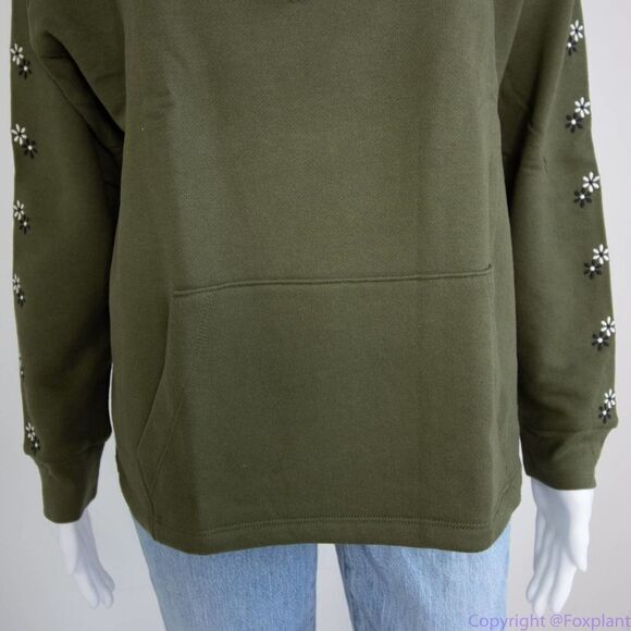 New! Madewell MWL Easygoing Hoodie Sweatshirt: Flower Embroidered, size S - Picture 6 of 16